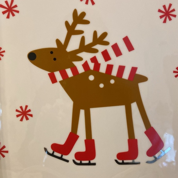 Crate & Barrel Reindeer Snowflake Christmas Ceramic Serving or Display Tray - Picture 7 of 13